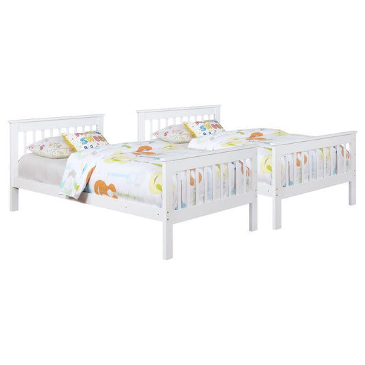 Chapman - Wood Twin Over Twin Bunk Bed With Mattress - White Bunk Beds by Coaster Fine Furniture - Walls Furniture & Mattress