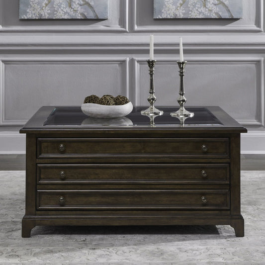 Arden Road - Square Collector Cocktail Table - Satin Cherry Cocktail Tables by Liberty Furniture - Walls Furniture & Mattress