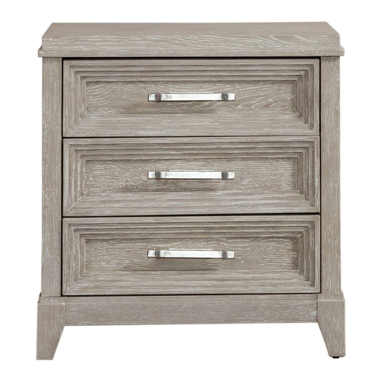 Belmar - 3 Drawer Nightstand - Washed Taupe