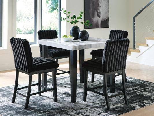 Mervannie - 5 Pc. - Counter Height Dining Table And 4 Barstools - Gray / Black 5 Piece Dining Room Sets by Signature Design by Ashley® - Walls Furniture & Mattress