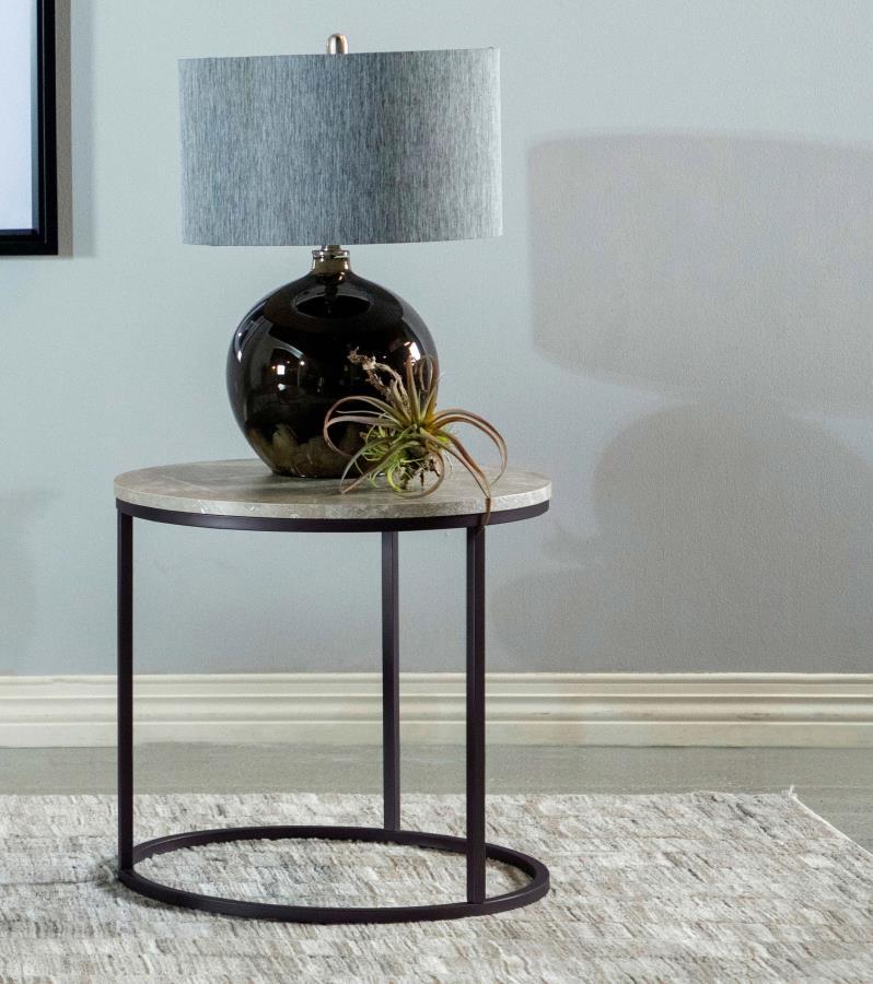 Lainey - Round Faux Marble Side End Table End Tables by CoasterEveryday - Walls Furniture & Mattress