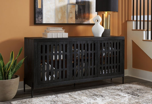 Vallisburg - Accent Cabinet - Black / Natural Accent Cabinets by Signature Design by Ashley® - Walls Furniture & Mattress