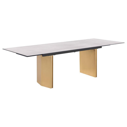 Vesa - Glass Top Extension Dining Table - Beige Dining Tables with Extensions by Coaster Fine Furniture - Walls Furniture & Mattress