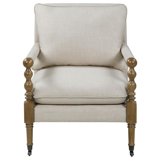 Dempsy - Upholstered Accent Chair With Casters - Beige Accent Chairs by CoasterElevations - Walls Furniture & Mattress