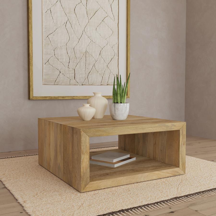 Benton - Square Solid Mango Wood Coffee Table - Natural Coffee Tables by Coaster Fine Furniture - Walls Furniture & Mattress