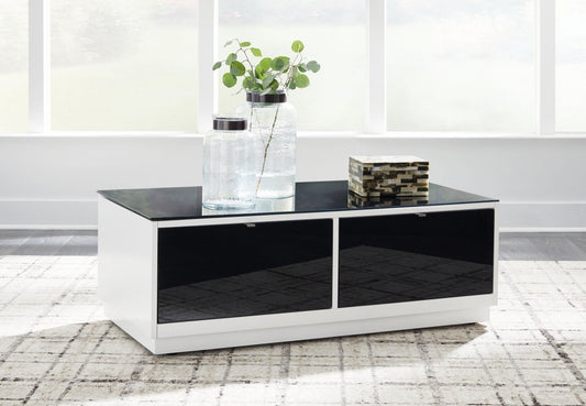 Gardoni - Rectangular Cocktail Table - White / Black Cocktail Tables by Signature Design by Ashley® - Walls Furniture & Mattress