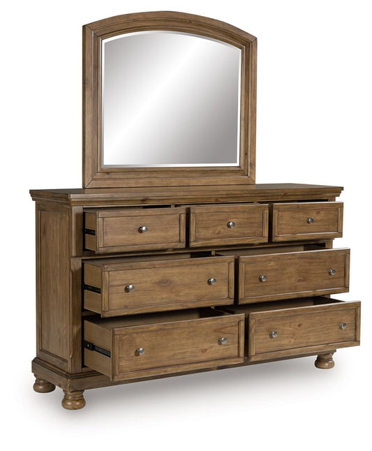 Feddinger - Dresser And Mirror - Medium Brown Dresser & Mirror by Signature Design by Ashley® - Walls Furniture & Mattress