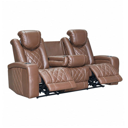 Dorian - Reclining Leather Sofa With Power Headrest And Footrest - Brown Reclining Sofas by New Classic - Walls Furniture & Mattress