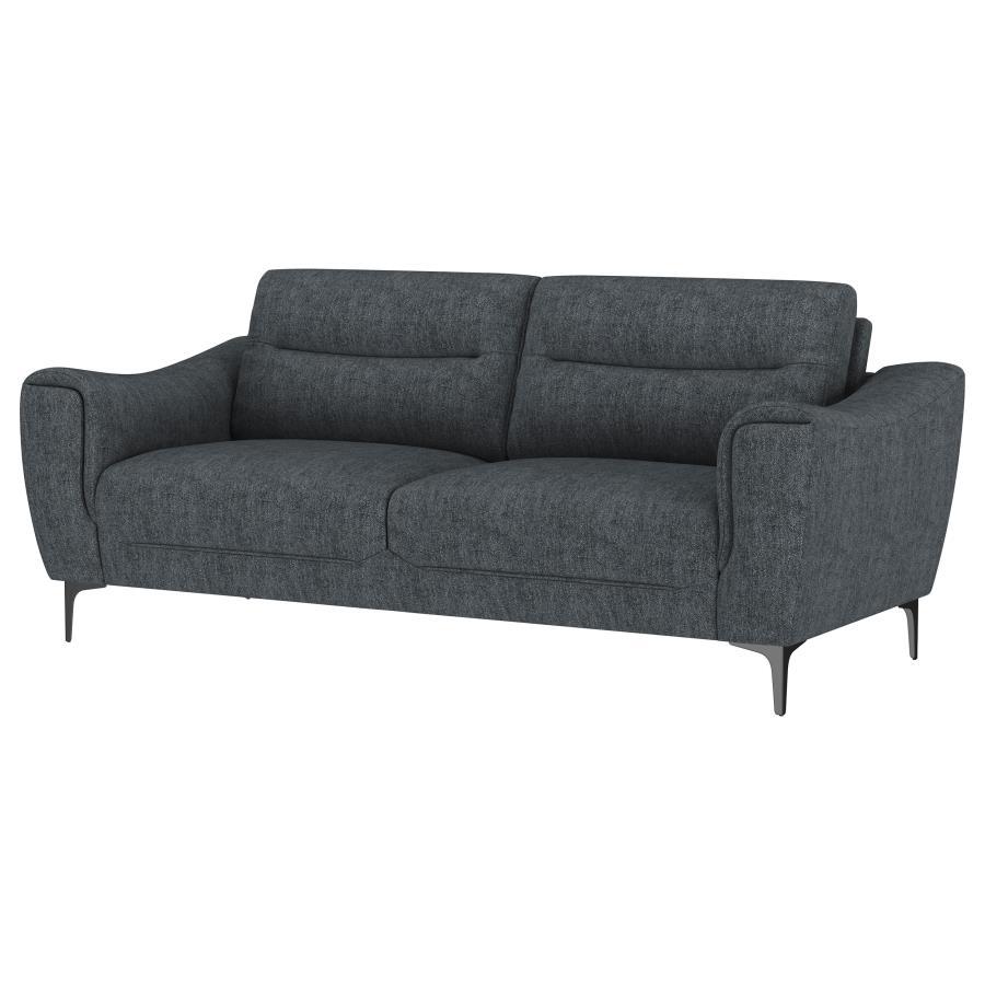 Nolan - Upholstered Sloped Track Arm Sofa - Charcoal Stationary Sofas by Coaster Fine Furniture - Walls Furniture & Mattress