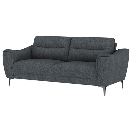 Nolan - Upholstered Sloped Track Arm Sofa - Charcoal Stationary Sofas by Coaster Fine Furniture - Walls Furniture & Mattress