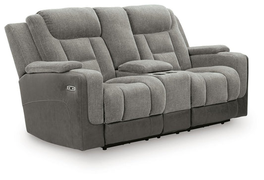 Mixed Motion - Power Reclining Loveseat With Console / Adjustable Headrest Reclining Loveseats by Signature Design by Ashley® - Walls Furniture & Mattress