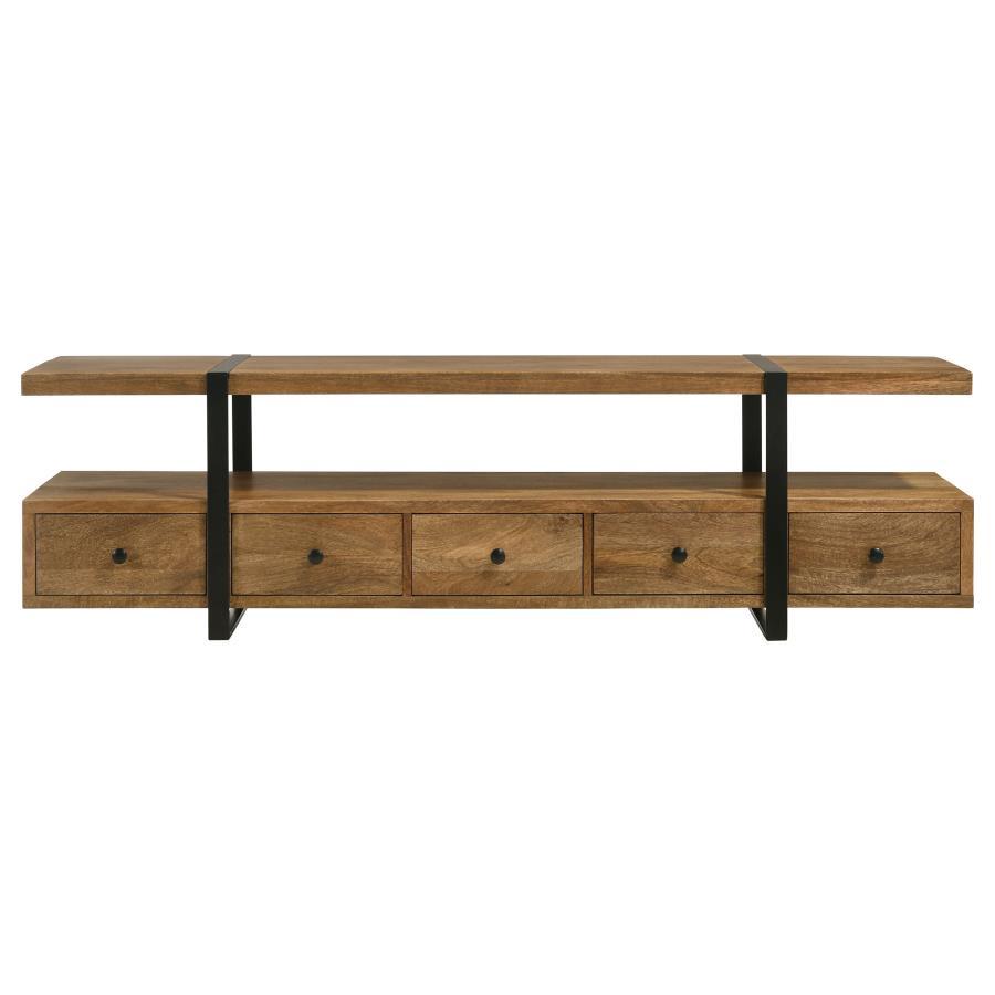 Otto - 5 - Drawer Mango Wood TV Stand Media Console - Brown TV Stands by Coaster Fine Furniture - Walls Furniture & Mattress