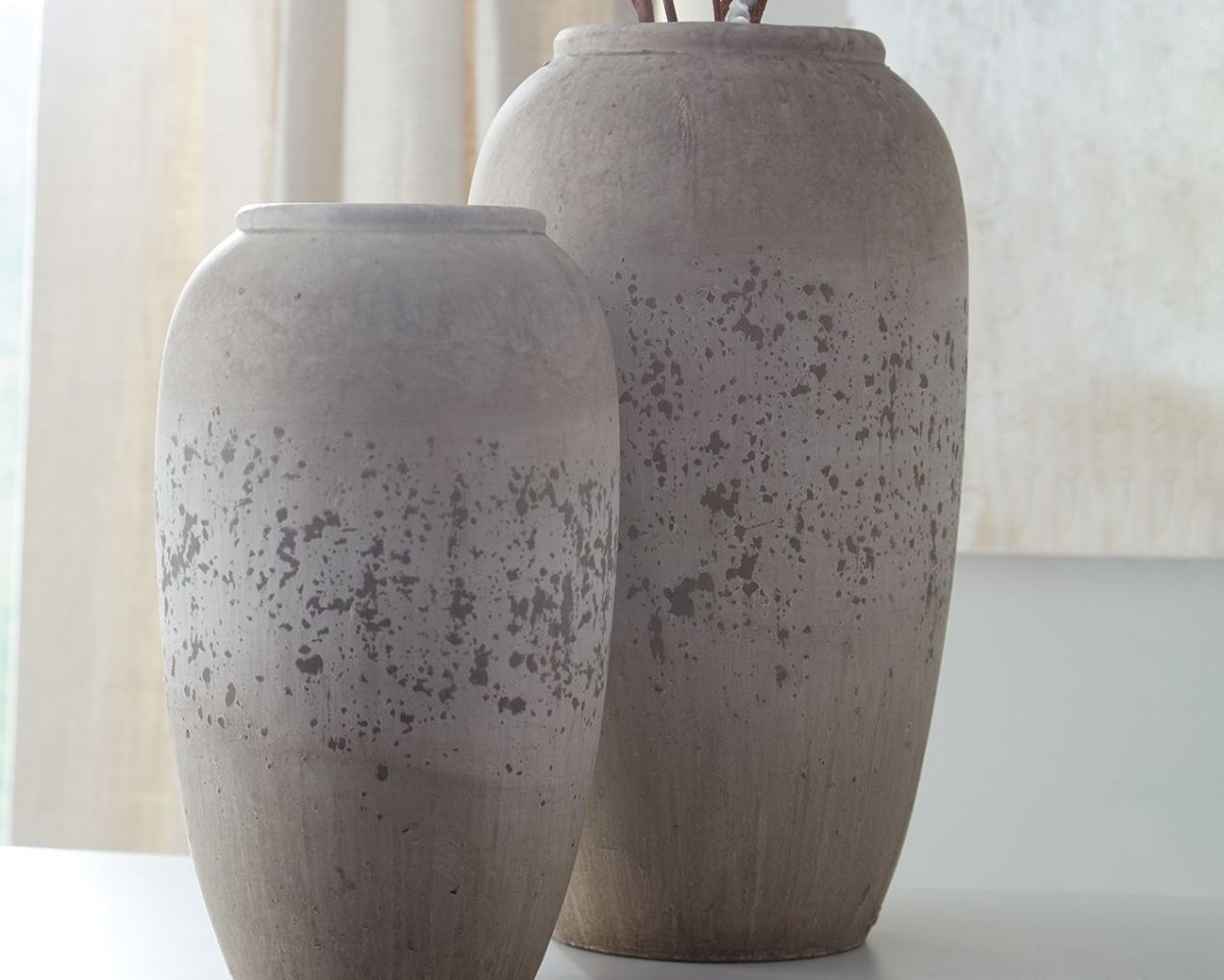 Dimitra - Vase Set (Set of 2) - Brown / Cream Vases & Jars by Signature Design by Ashley® - Walls Furniture & Mattress