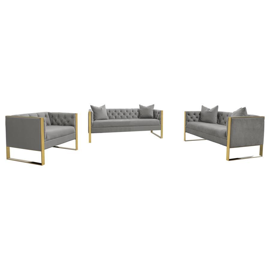 Eastbrook - Velvet Upholstered Tufted Sofa Set Stationary Sofas & Loveseats by CoasterElevations - Walls Furniture & Mattress