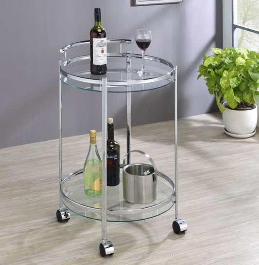 Chrissy - Round Glass Shelf Metal Bar Cart Bar Carts by CoasterEveryday - Walls Furniture & Mattress