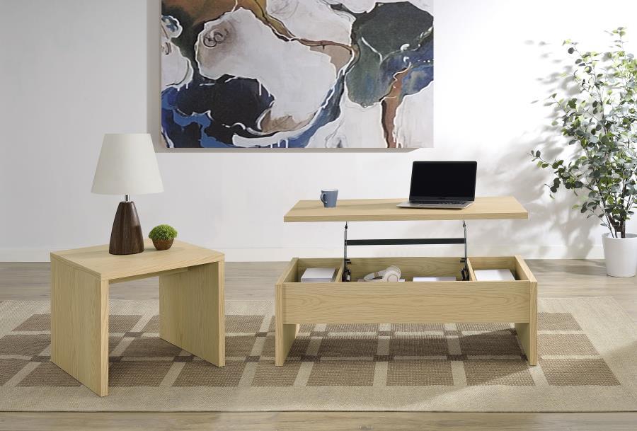 Canoga - Lift Top Cocktail Coffee Table Set - Light Oak Table Sets by Coaster Fine Furniture - Walls Furniture & Mattress