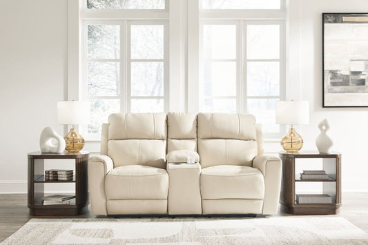 Dahlmoore - Dbl Power Reclining Loveseat With Console - Almond Reclining Loveseats by Signature Design by Ashley® - Walls Furniture & Mattress
