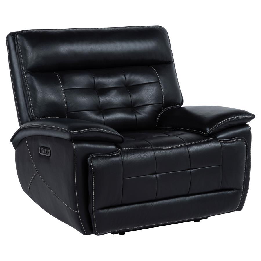 Hewitt - Leather Upholstered Dual Power Recliner Chair - Black Reclining Chairs by Coaster Fine Furniture - Walls Furniture & Mattress