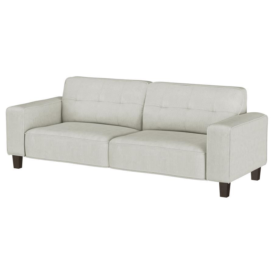 Deerhurst - Upholstered Track Arm Tufted Sofa - Greige Stationary Sofas by Coaster Fine Furniture - Walls Furniture & Mattress