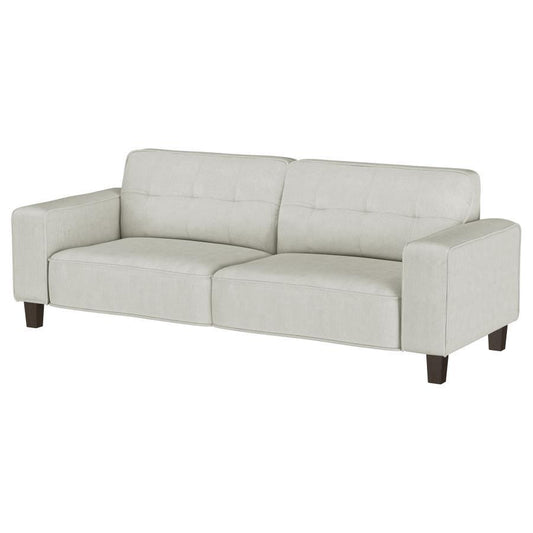 Deerhurst - Upholstered Track Arm Tufted Sofa - Greige Stationary Sofas by Coaster Fine Furniture - Walls Furniture & Mattress