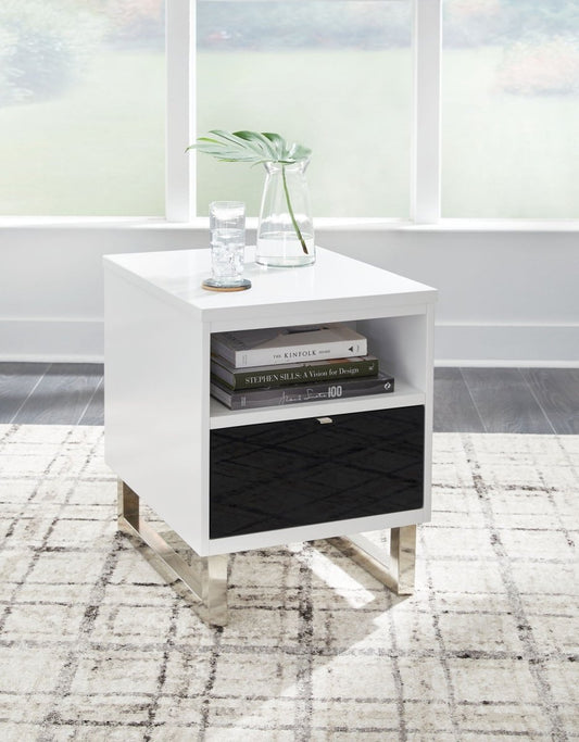 Gardoni - Chair Side End Table - White / Black Chair Side Tables by Signature Design by Ashley® - Walls Furniture & Mattress