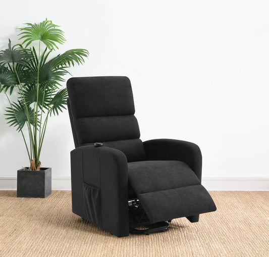 Amsdell - Upholstered Power Lift Recliner With Remote - Black Lift Chairs by Coaster Fine Furniture - Walls Furniture & Mattress