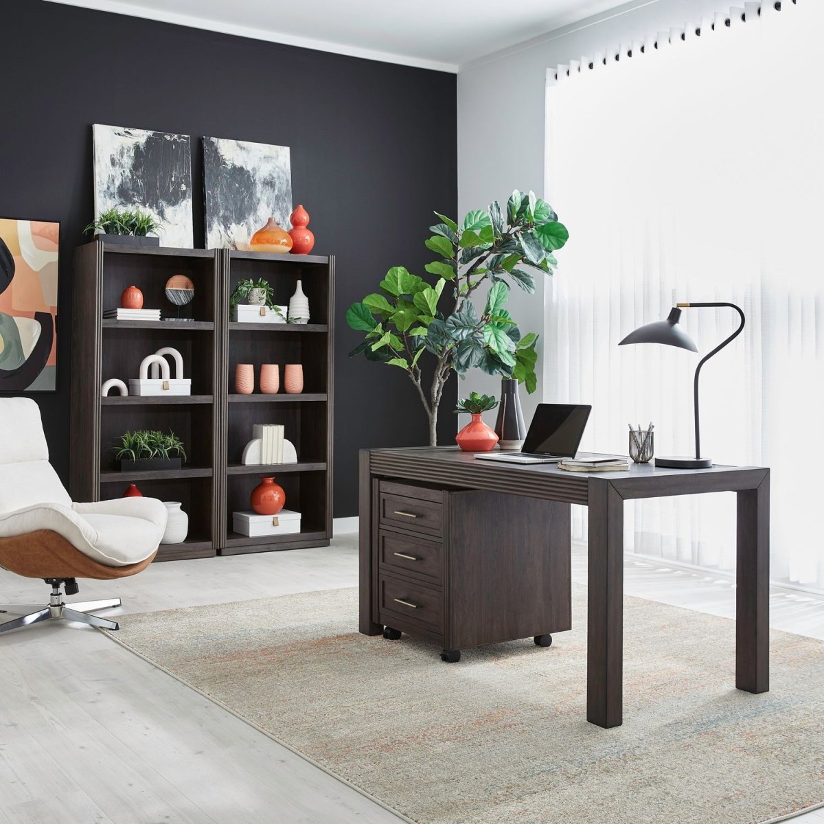 Modern Edge - 4 Piece Desk Set - Caffe 4 Piece Home Office Sets by Liberty Furniture - Walls Furniture & Mattress
