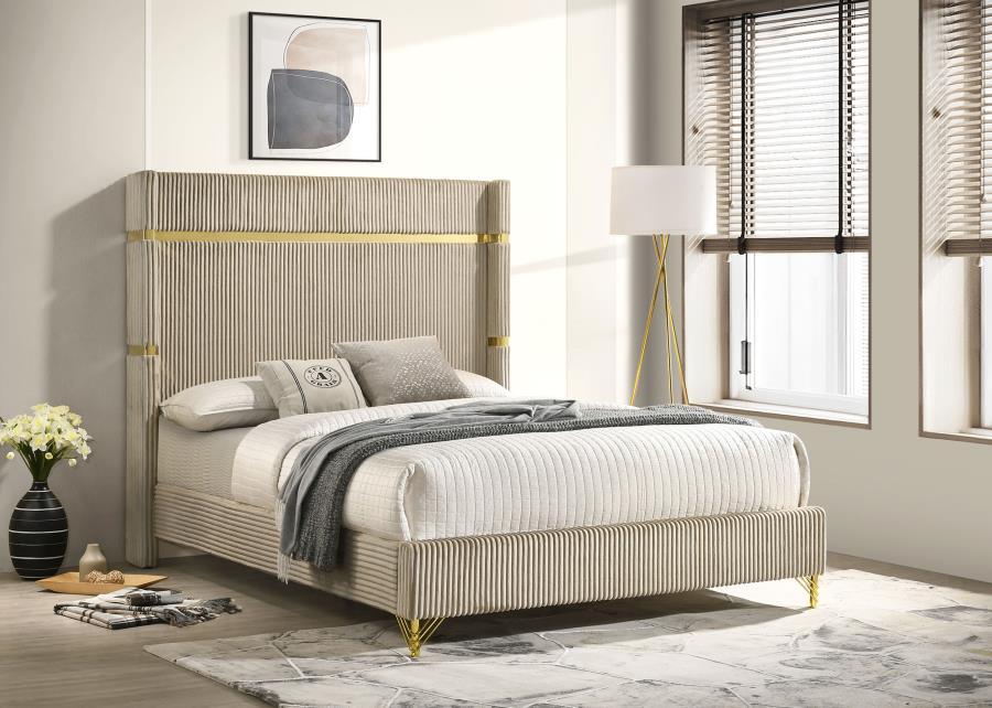 Lucia - Upholstered Wingback Bed Upholstered Beds by Coaster Fine Furniture - Walls Furniture & Mattress