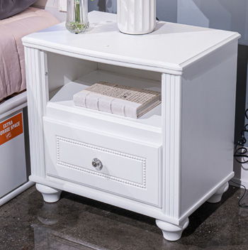 Kozlani - White - One Drawer Night Stand Nightstands w/ Charging Stations by Signature Design by Ashley® - Walls Furniture & Mattress