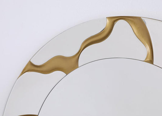 Dorinda - Round Kintsugi Style Wall Mirror - Gold Wall Mirrors by Coaster Fine Furniture - Walls Furniture & Mattress