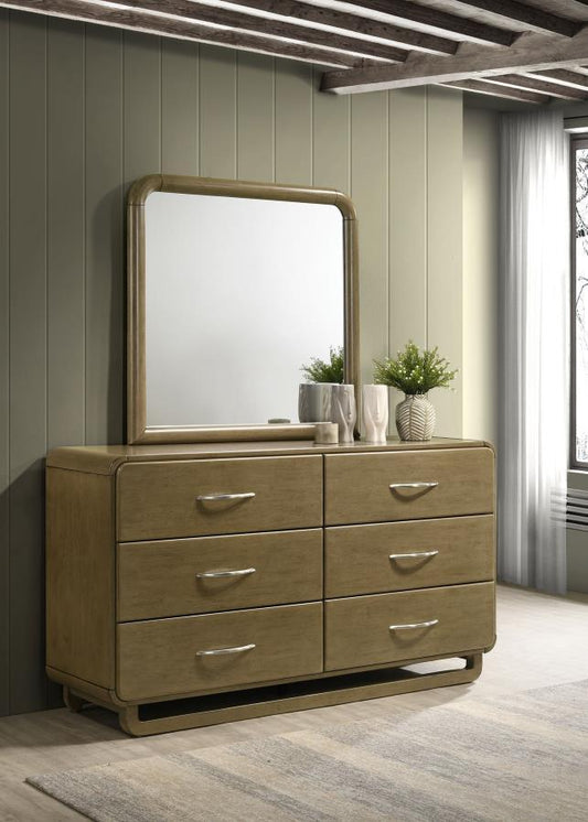 Amsbury - 6 - Drawer Dresser And Mirror - Nutmeg Dresser & Mirror by Coaster Fine Furniture - Walls Furniture & Mattress