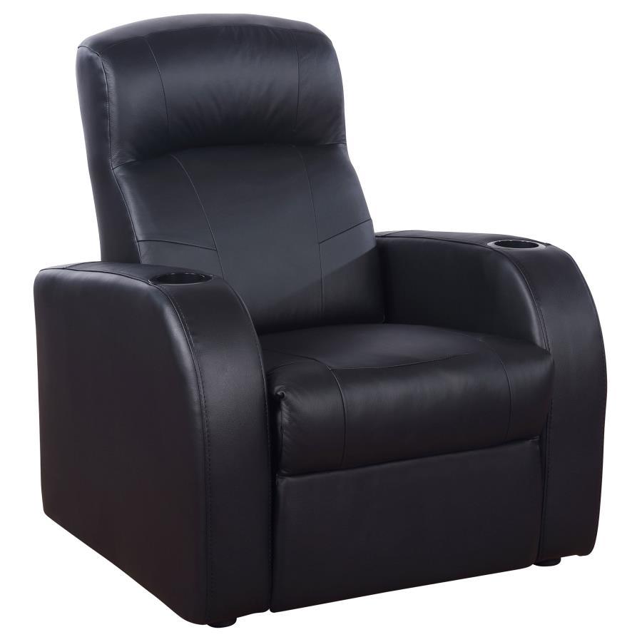 Cyrus - Upholstered Track Arm Recliner - Black Reclining Chairs by CoasterEssence - Walls Furniture & Mattress