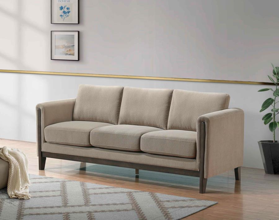 Islington - Fabric Upholstered Panel Arm Sofa - Taupe Stationary Sofas by Coaster Fine Furniture - Walls Furniture & Mattress