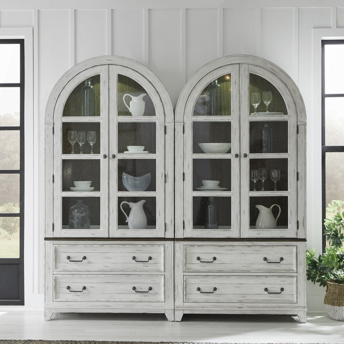 River Place - 2 Piece Bunching Curio Set - White 2 Piece Dining Room Sets by Liberty Furniture - Walls Furniture & Mattress