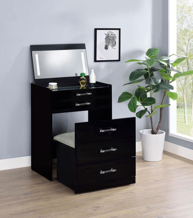 Danbury - 3 - Drawer Makeup Vanity & Stool Set Vanity Sets by Coaster Fine Furniture - Walls Furniture & Mattress