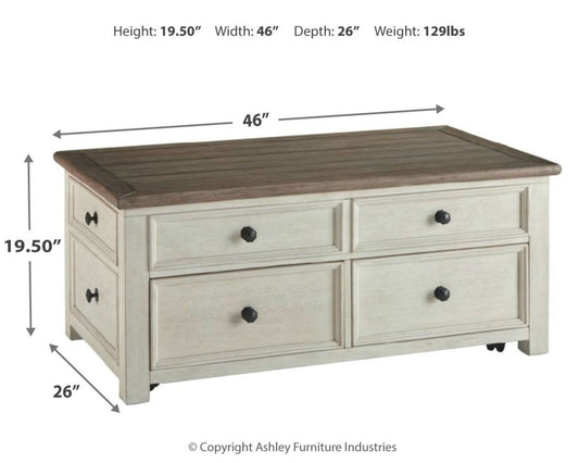 Bolanburg - Lift Top Cocktail Table - White / Brown / Beige Cocktail Tables by Signature Design by Ashley® - Walls Furniture & Mattress