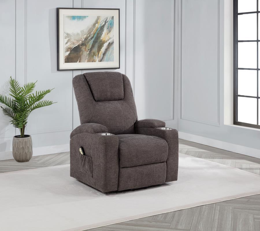 Louie - Chenille Upholstered Power Lift Massage Chair Lift Chairs by Coaster Fine Furniture - Walls Furniture & Mattress
