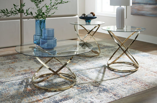 Crimonti - Occasional Table Set (Set of 3) - Champagne Table Sets by Signature Design by Ashley® - Walls Furniture & Mattress