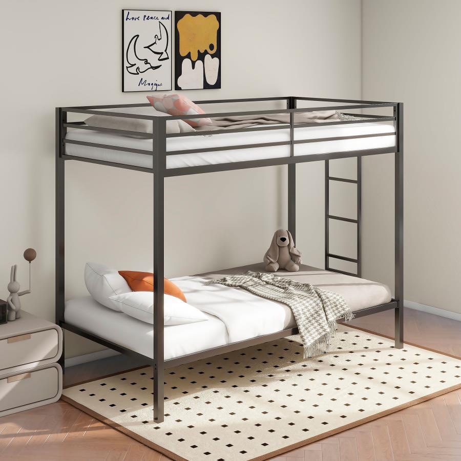 Alevera - Metal Bunk Bed With Ladder Bunk Beds by Coaster Fine Furniture - Walls Furniture & Mattress