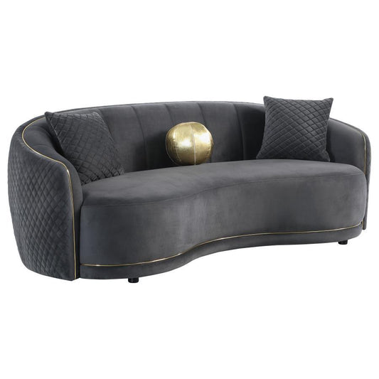 Brookside - 2 Piece Velvet Upholstered Sofa Set - Dark Gray Stationary Sofas & Loveseats by CoasterEveryday - Walls Furniture & Mattress