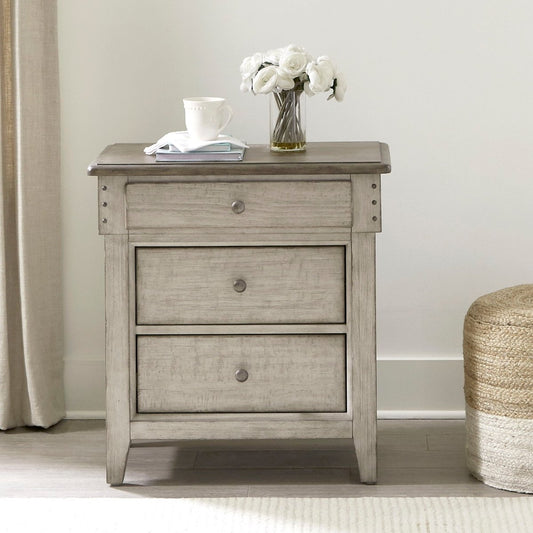 Ivy Hollow - 3 Drawer Nightstand With Charging Station - White Nightstands w/ Charging Stations by Liberty Furniture - Walls Furniture & Mattress