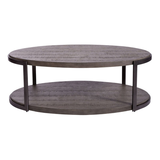 Modern View - Oval Cocktail Table - Dark Gray Cocktail Tables by Liberty Furniture - Walls Furniture & Mattress