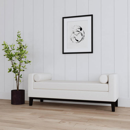 Rosie - Upholstered Accent Bench With Armrests - Vanilla Upholstered Benches by Coaster Fine Furniture - Walls Furniture & Mattress