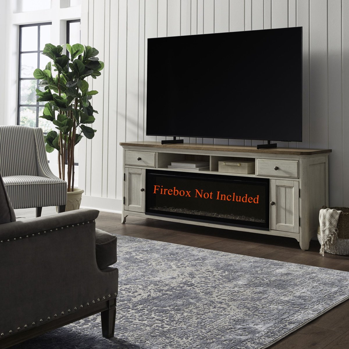 79" Fireplace TV Console - Medium Brown Fireplace TV Stands by Liberty Furniture - Walls Furniture & Mattress