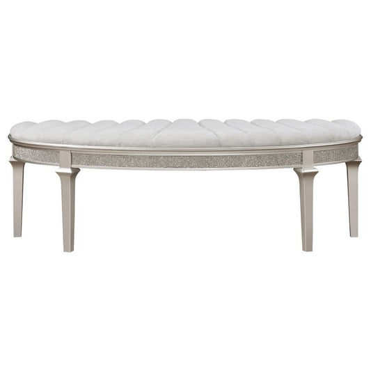 Evangeline - Curved Fabric Upholstered Bench - Silver Oak Upholstered Benches by Coaster Fine Furniture - Walls Furniture & Mattress