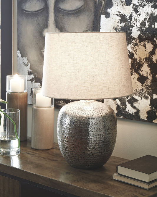 Magalie - Metal Table Lamp - Antique Silver Finish