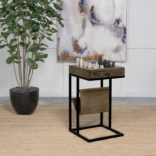 Chessie - 1 - Drawer Side Table With Leatherette Sling - Tobacco Side Tables by Coaster Fine Furniture - Walls Furniture & Mattress