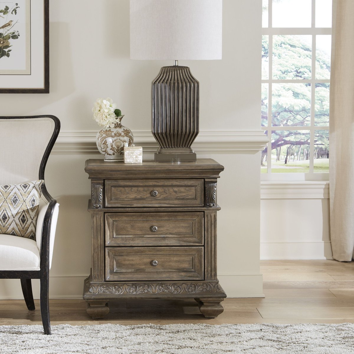 Carlisle Court - 3 Drawer Nightstand With Charging Station - Medium Brown Nightstands w/ Charging Stations by Liberty Furniture - Walls Furniture & Mattress