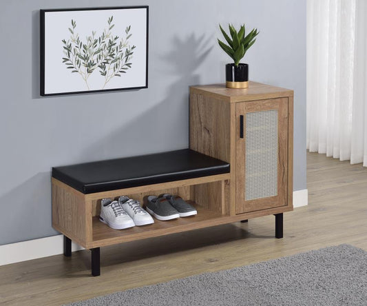Teller - 1 - Door Entryway Shoe Storage Bench - Natural Oak Storage Benches by Coaster Fine Furniture - Walls Furniture & Mattress