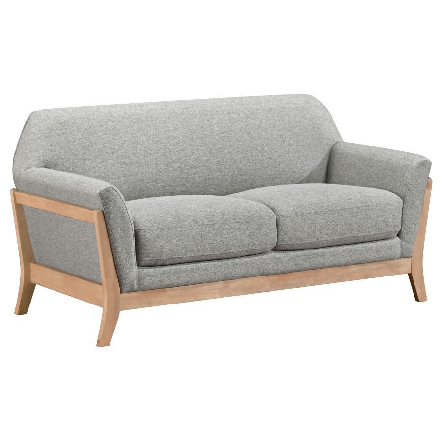 Vaughn - Fabric Upholstered Flared Arm Loveseat - Gray Stationary Loveseats by Coaster Fine Furniture - Walls Furniture & Mattress